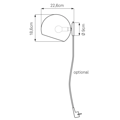 NYTA Nyta Tilt Globe Wall Short se zástrčkou, černá