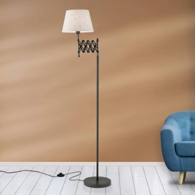 Orion Stojací lampa Factory s lněným stínidlem