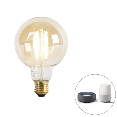 Chytrá E27 stmívací až teplá LED lampa G95 zlatá 7W 806 lm 1800K - 3000K