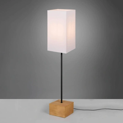 Reality Leuchten Stojací lampa Woody dřevo/textil, kvádr, bílá