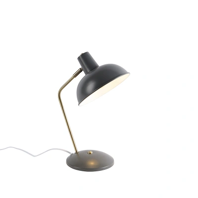 Retro stolní lampa šedá s bronzem - Milou