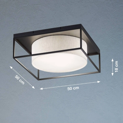 FISCHER & HONSEL Stropní svítidlo Carre 50x50cm látkové stínidlo bílé