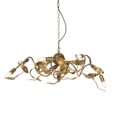 Vintage závěsná lampa antik gold 6-light - Linden