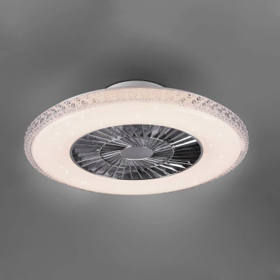 Reality Leuchten LED stropní ventilátor Harstad, křišťálový rám