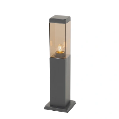 Moderní venkovní lampa tmavě šedá s kouřem 45 cm - Malios