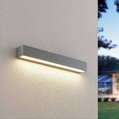 Lucande Venkovní nástěnné svítidlo Lucande LED Lengo, 50 cm, stříbrná, 1 světlo,