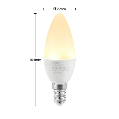 Lindby Lindby LED žárovka E14 C35 4,5W 3000K opál 2ks