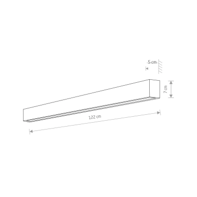 Euluna Rovné nástěnné svítidlo L, 122 cm, černé