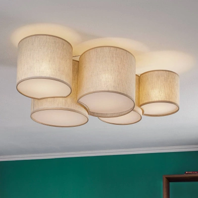 TK Lighting Stropní svítidlo Mona Nature, 5 světel, přírodní len