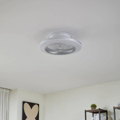 Lindby Stropní ventilátor Lindby LED Mamuti, stříbrný, tichý, Ø 55 cm