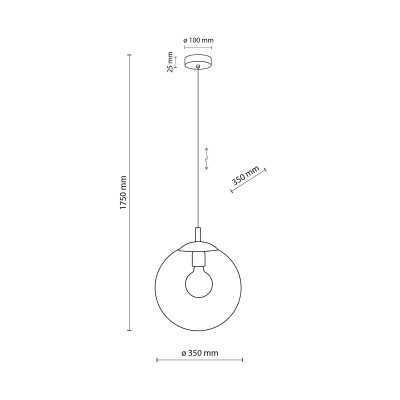 TK Lighting Závěsné svítidlo Esme, sklo, grafitově průhledné, 1 světlo, Ø 35 cm