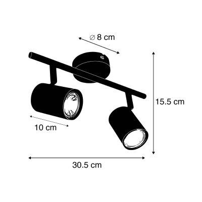 QAZQA Stropní bodové světlo Jeana, 2 zdroje, černá