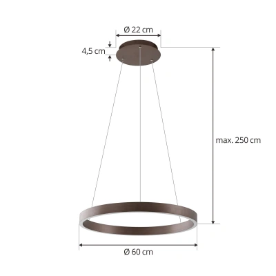 Lucande Lucande Smart LED závěsné svítidlo Yonam, káva, 1 světlo, Tuya