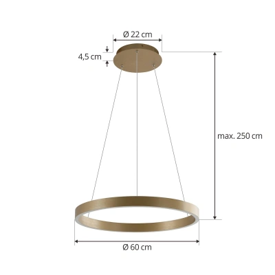 Lucande Lucande Smart LED závěsné svítidlo Yonam, zlatá, 1 světlo, Tuya