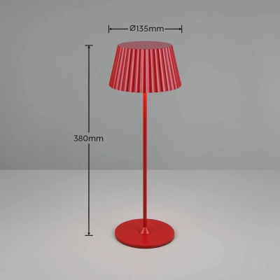 Reality Leuchten Suarez LED dobíjecí stolní lampa, červená, výška 39 cm, kov, stmívatelná