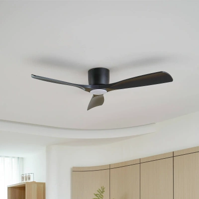 Lucande Stropní ventilátor Lucande LED Moneno, černý, DC, tichý