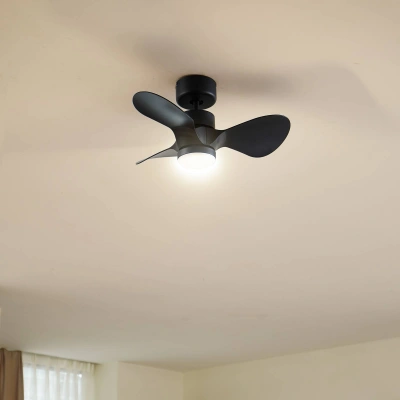 Lindby Stropní ventilátor Lindby LED Enon, černý, stejnosměrný motor, tichý