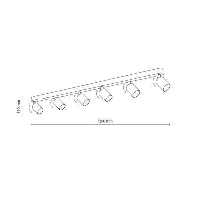 TK Lighting Stropní bodové topení, nastavitelné, hnědé, lineární se šesti plameny