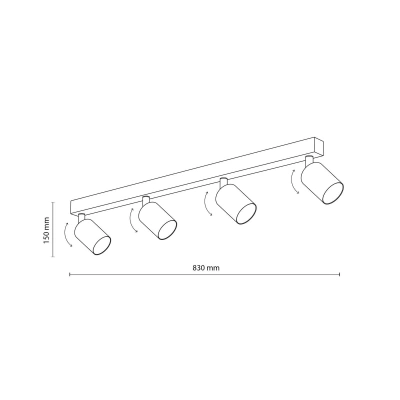 TK Lighting Stropní bodové topení, nastavitelné, hnědé, čtyřplamenné lineární