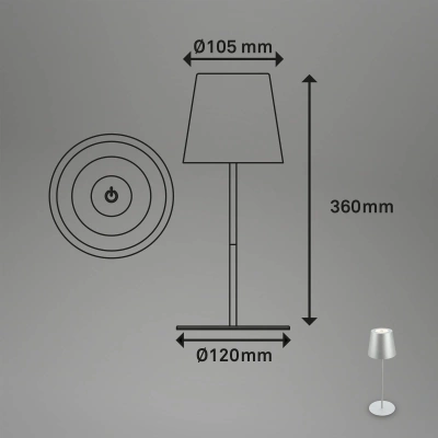 Briloner LED dobíjecí stolní lampa 7508014 matný chrom 2 700 K IP44 Touchdim