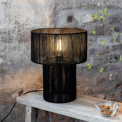 Markslöjd Stolní lampa Soga, černá, juta, výška 40 cm