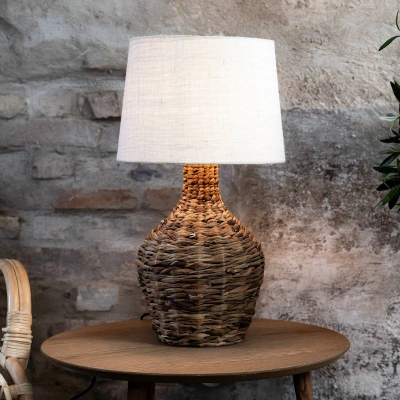 Markslöjd Stolní lampa Paglia, přírodní/bílá, ratan/juta, výška 58 cm