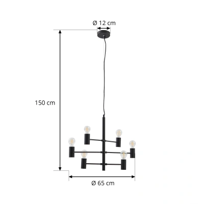 Lucande Lucande závěsné svítidlo Aidas, černá, kov, 6-light