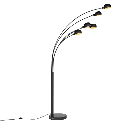 Designová stojací lampa, černá, 5 světel, Sixties Marmo