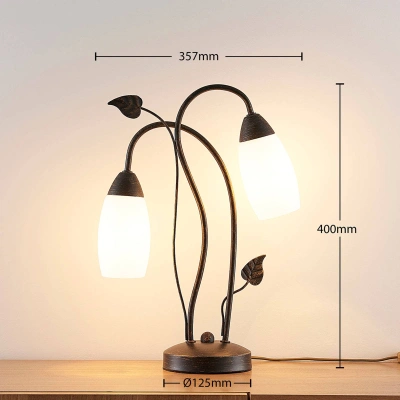 Lindby Stolní lampa Lindby Stefania, černá/zlatá, sklo, E14, 40 cm